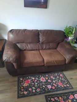 Brown Leather Loveseat Sofa