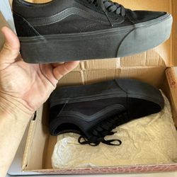 vans old skool stac - all black - canvas - size 8 or 9,5 