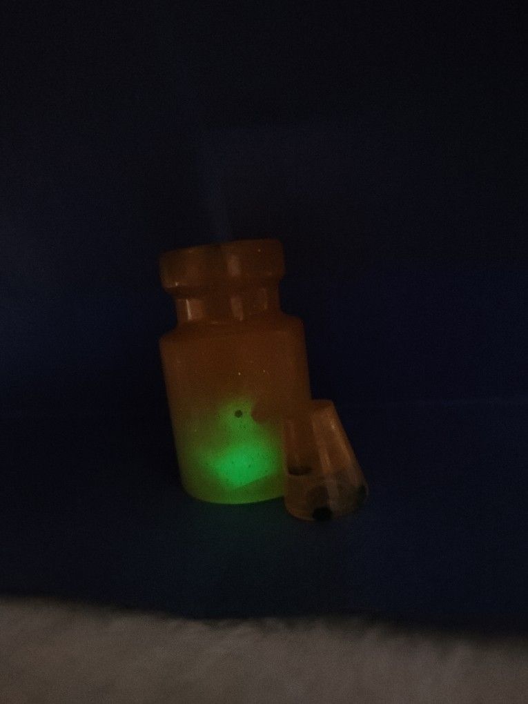 Handcrafted Orange/Yellow Wishing Jar With Lid (Glowing Rubber Ducky)