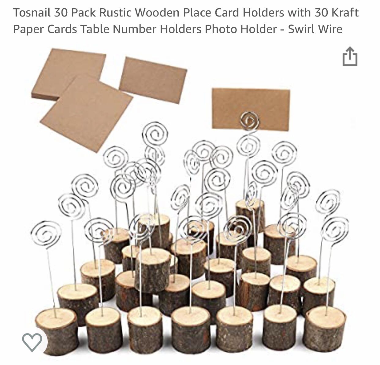 160 Tosnail Wooden Place Card Holders - Ideal for rustic themed weddings or any such occasion .