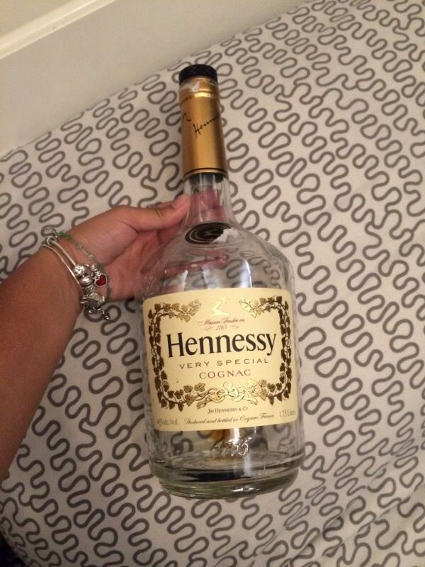 Empty Hennessy bottles