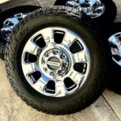 20” Ford F250 Lariat Chrome OEM Wheels w/ sensors and New 275/65 Falken Wildpeak AT4W 100% Tread