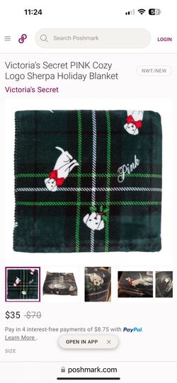 Victoria's Secret PINK Cozy Logo Sherpa Holiday Blanket