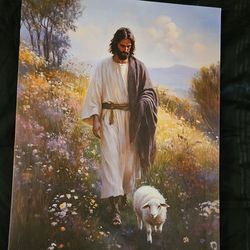 Jesus and Lamb Canvas Print new 11x15