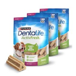 DentaLife ActivFresh Pack of 3 Dog Chews for Small and Medium Dogs 20-40 lbs., Dental Chews to Freshen Breath, Chic