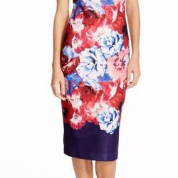 Vince Camuto Floral Below Knee Pencil Straight Dress