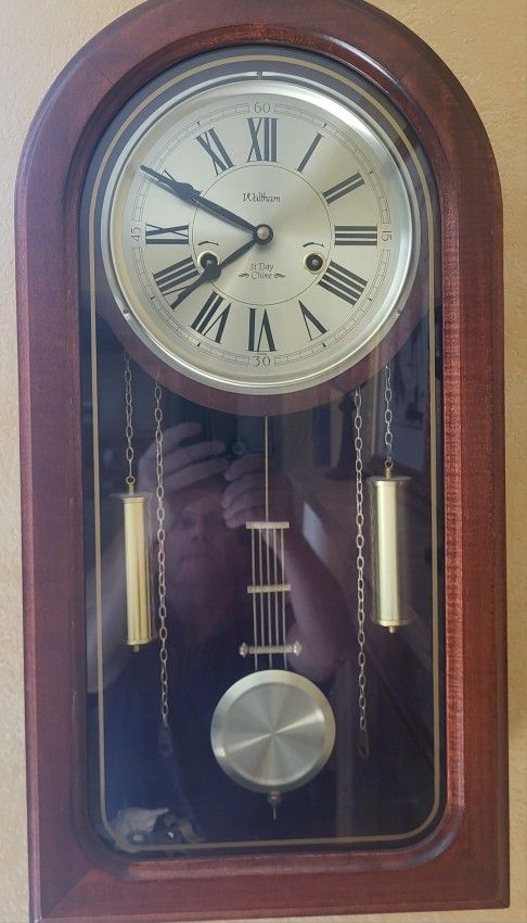 Waltham 31 Day Chime Wall Clock, Cherry Walnut Finish, Works w/key