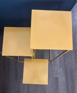 Gold Colored Metal Tables Set of 3
