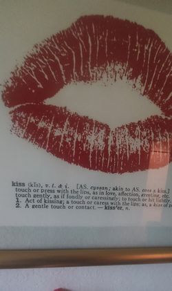 Framed Picture of Lips KISS