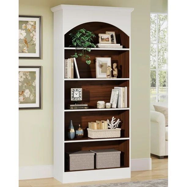 Tribesigns 5-Shelf White Bookcase and Bookshelf, 70.9'' Tall Bookcase with 5-Tier Storage Shelves