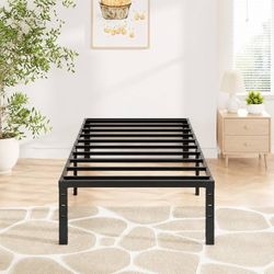 14 Inch Twin size Bed Frame, Heavy Duty Metal Platform, No Box Spring Needed, Sturdy Steel Slat Support, Easy Assembly, Noise-Free, 12.4 Inch Underbed