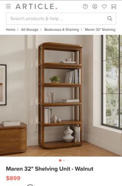 NEW IN BOX Article Maren 32" Shelving Unit - Walnut