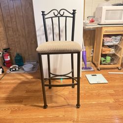 Decorative Metal Bar Stool with Upholstered Seat