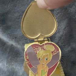 Tinker Bell Locket, Gold Heart With Gems, Disney Pin