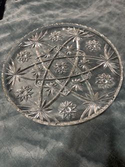 Clear Cut Glass Serving Plate