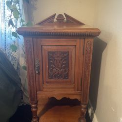  Victorian carved oak pedestal cabinet.