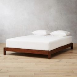 CB2 Simple Acacia Wood MCM Queen Bed Frame