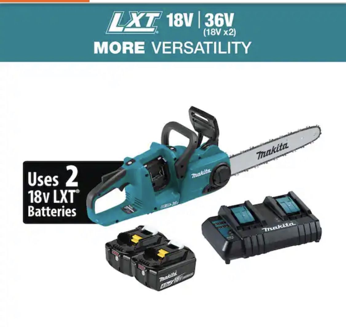 Makita LXT 16 in. 18V X2 (36V) Lithium-Ion Brushless Battery Electric Chain Saw Kit (4.0Ah