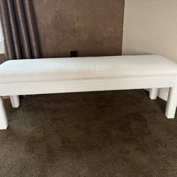 White upholstered bench