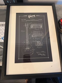 Gibson Les Paul Patent Print Framed Wall Art