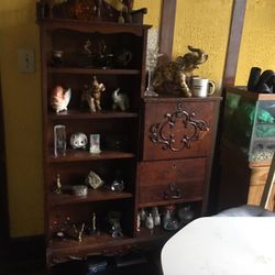 Antique Secretary Side By Side Book Case & Cabinet 