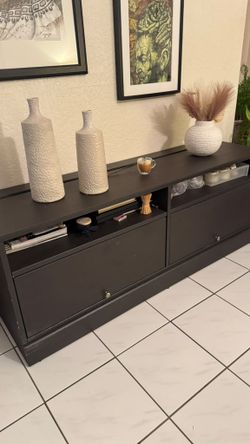 2-Piece Dark Wood Furniture Set – TV Stand & Storage Cabinet- $180 OBO