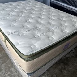 King Organic Elite Superior Hybrid Cool Gel Memory Foam Pillow Top 14inch Mattress 