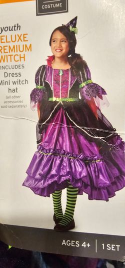 NWT Girls Witch Halloween Deluxe Costume Size 4-6x