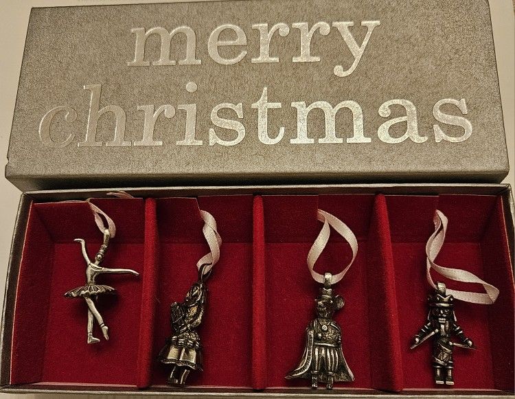 Vilmain Nutcracker Pewter Ornaments, Set of 4