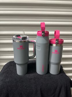 Stanley Gray/Pink 3-Piece Insulated Tumbler Set w/ Handle, Lid & Straw