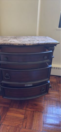 Dark Wood Dresser with Marble Top