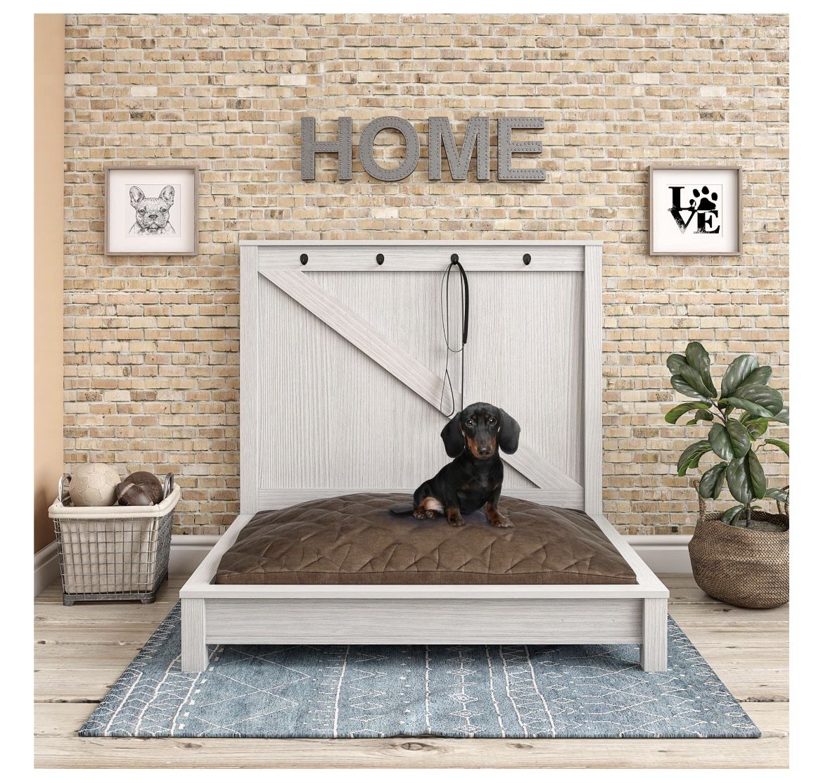 Ollie & Hutch Farmington Dog Bed, Ivory Pine