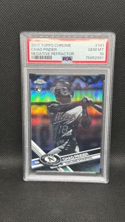 2017 TOPPS CHROME CHAD PINDER NEGATIVE REFRACTOR PSA #141 GEM MT 10