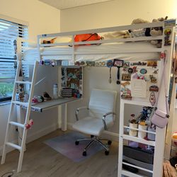 Twin Loft Bed With Mattress & Chair
