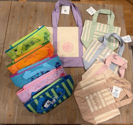 NWT BUNDLE Spring/Summer 2026 Trader Joe’s Striped Canvas Tote & Coolers