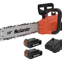 MAXLANDER 10-Inch Battery Operated Chainsaw, 20V Cordless Chainsaw, 2 Pcs 2.0Ah Batteries with Charger, Auto-Tension, Auto-Lubrication, Lightweight $5