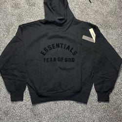 Essentials Jet Black Arch Hoodie GREAT DEAL
