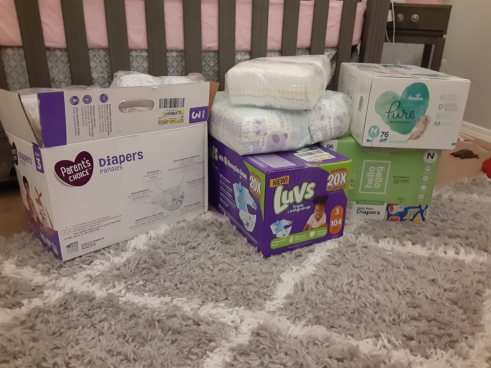 Diapers from newborn to size 3