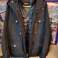 Michael Kors Black Jacket Polyester Water Rain Resistant Mens Size Medium $95