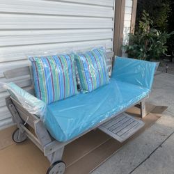 NEWLY ASSEMBLED PATIO CONVERTIBLE BENCH