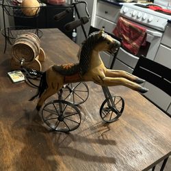 Vintage / Folk Art Toy horse tricycle made of wood