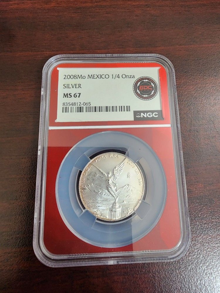 2008Mo Mexico 1/4 Onza Silver MS67 NGC