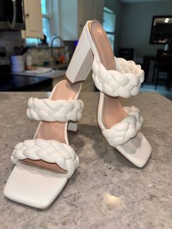 White Braided Heels