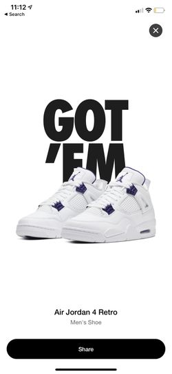 Metallic Purple Retro 4 100% Authentics size 10.5 & 12