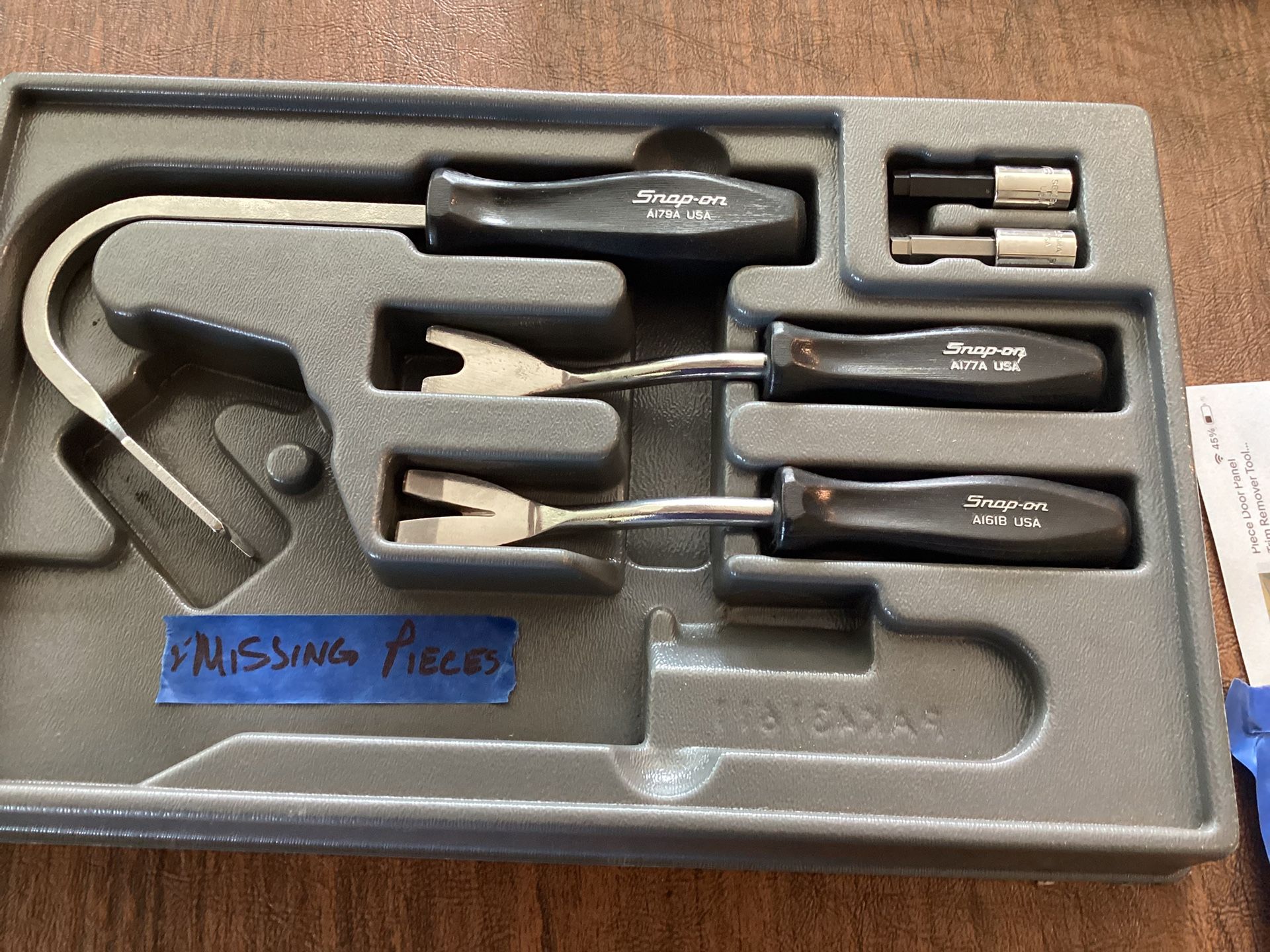 Snap On 7pc Tool Door Set (but Missing 2 Pieces)