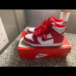 🔥 Nike Air Jordan 1 Mid GS Red/White Size 6.5Y (DB2179-106) — Like New! Box 🔥