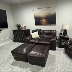 Leather Sofa Furniture Set - 3 Pieces 