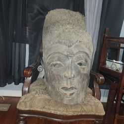 hand-carved solid wood Buddha head 