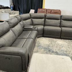 Leather Power Reclining Sofa 