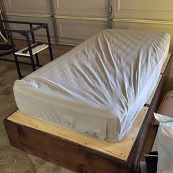 Bed, desk, pink/black desk, whiteboard